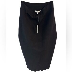 Milly Black Scallop Pencil Skirt